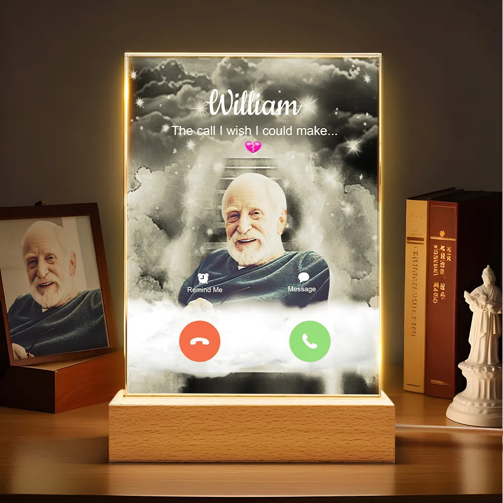 Custom Photo Acrylic Night Light Lamp Memorial Gift Remembrance Personalized Name Night Light