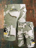 Vintage U.S. Army 250th Anniversary This We'll Defend Est.1775 Camouflage Print Cargo Shorts