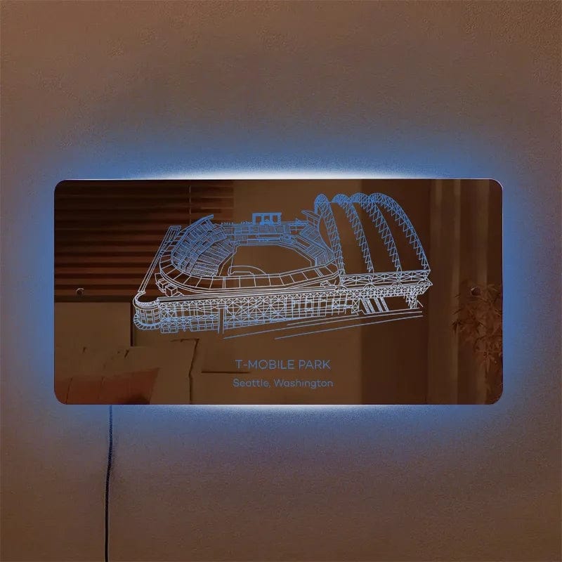 Wrigley Field Mirror Light Custom Team Slogan Personalized Gift for Baseball Lover