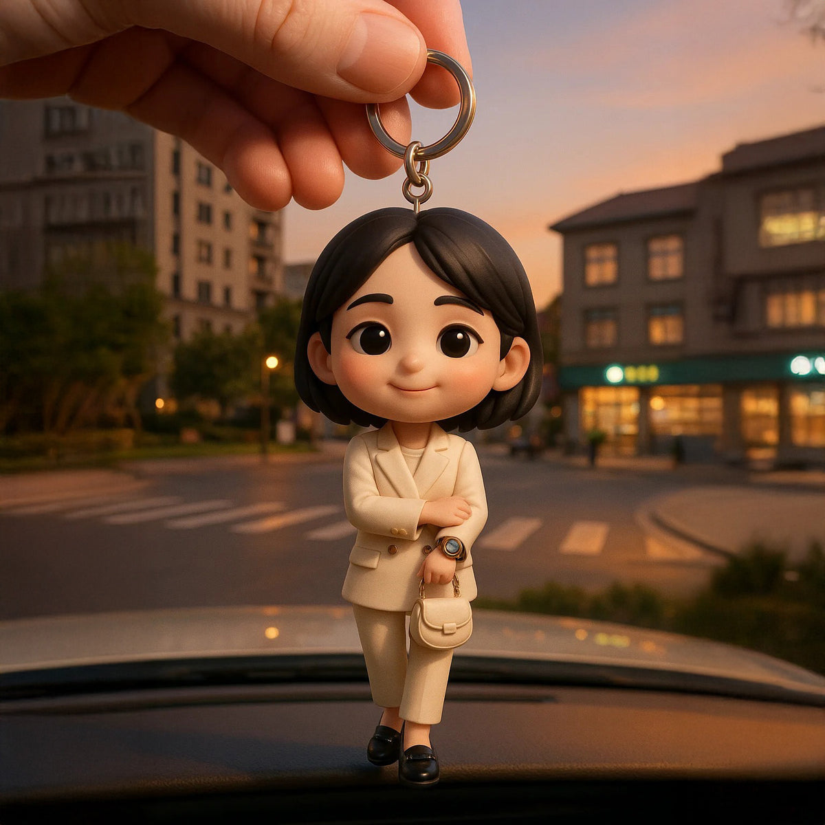 Custom 3D Keychain Figure from Your Photo Personalized Mini Doll in Business Suit Unique Gift Idea