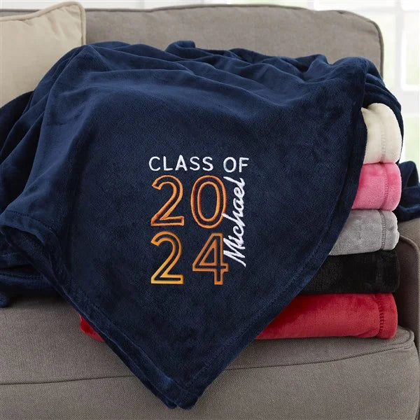 Graduating Class Of Embroidered Fleece Blanket Best Graduation Gifts for Kids