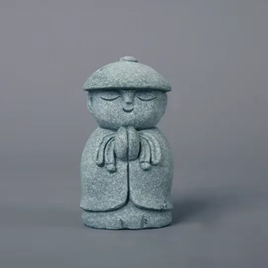 Handcrafted Stone Zen Jizo Statue Full Set