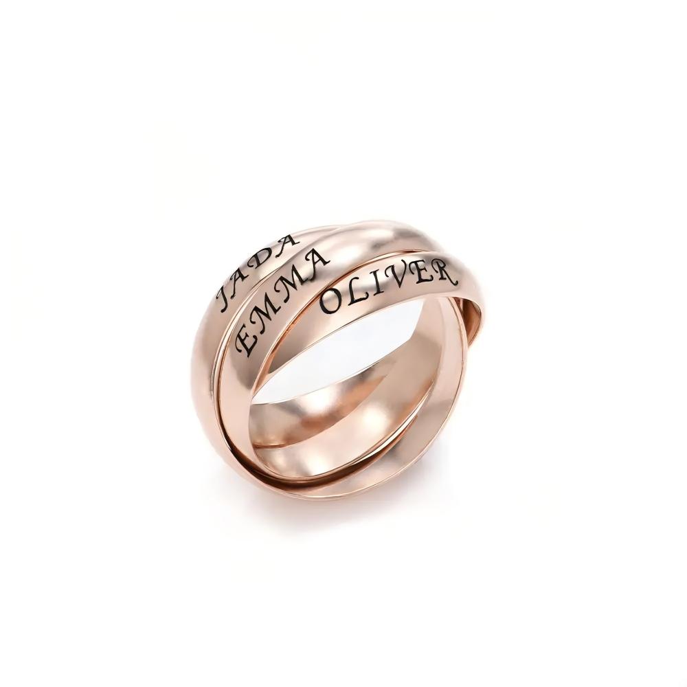 Three Interlocking Birthstone Rings – Personalized Triple Band Ring Gift for Her