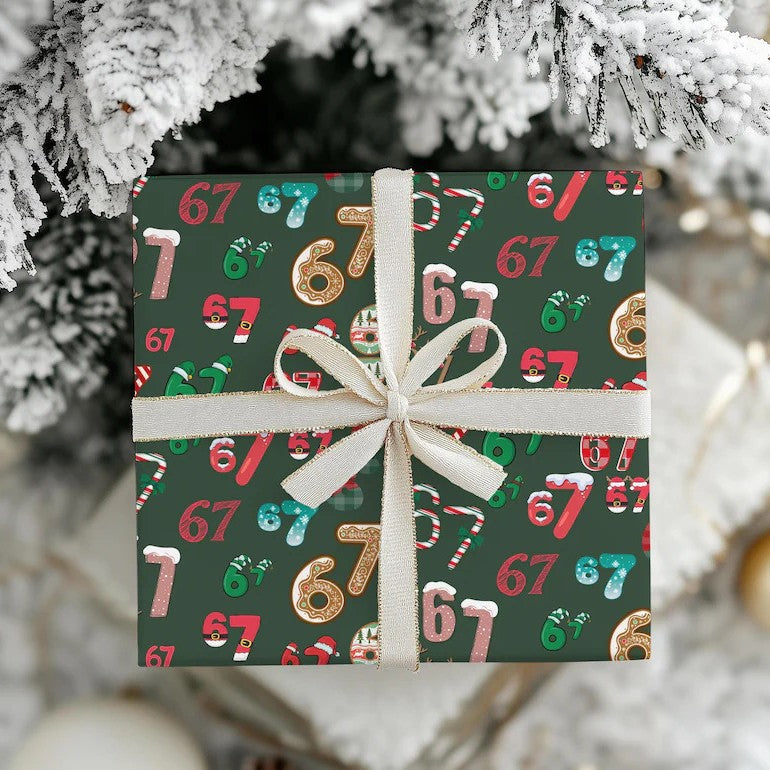 67 Meme Christmas Gift Wrap Funny Holiday Wrapping Paper Trendy Christmas Packaging for Friends Gift for Kids