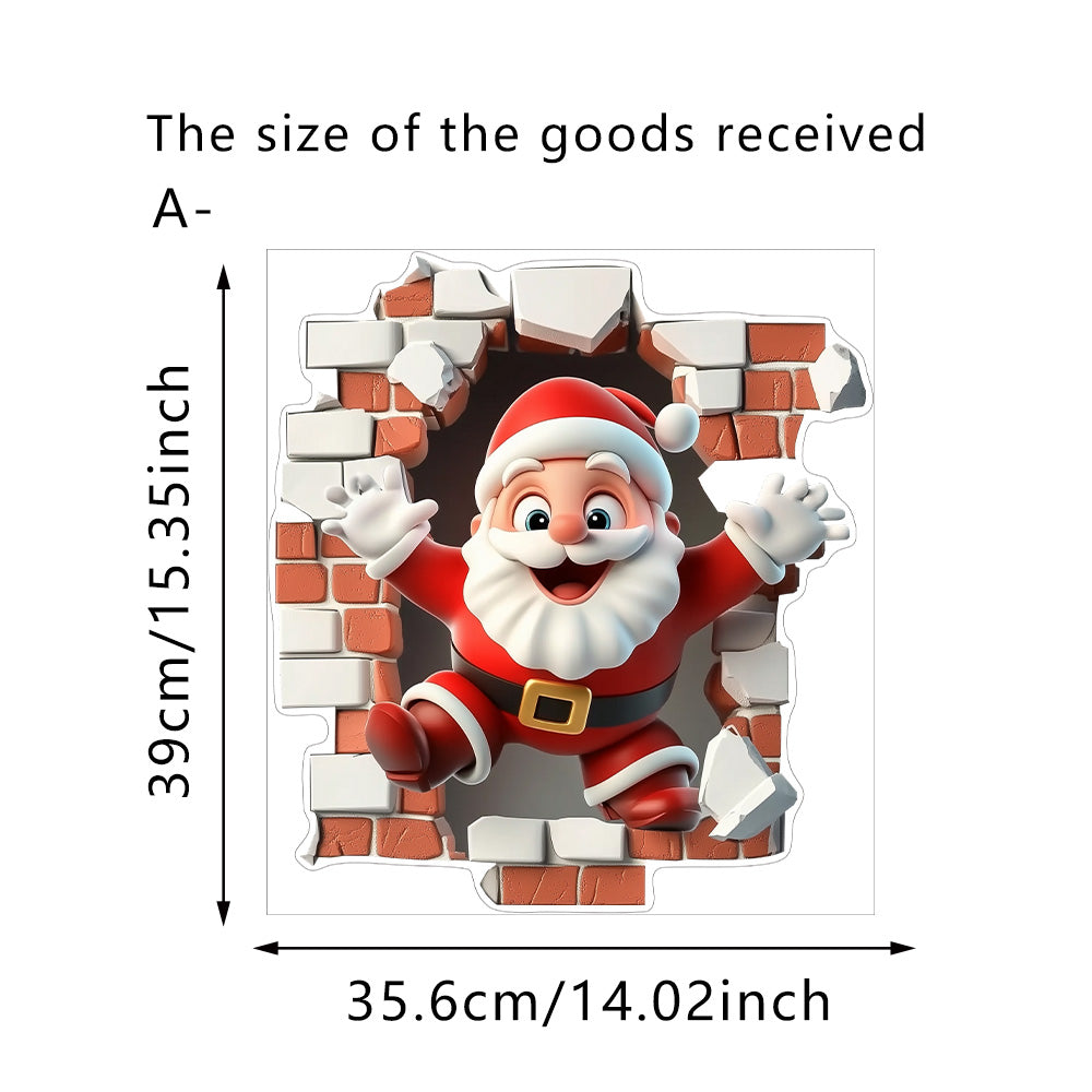 3D Christmas Wall Stickers Santa Claus Removable Stickers Holiday Wallpaper Home Decor