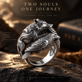 Bear & Raven Symbiosis Ring – Sculptural 925 Sterling Silver with Intricate Bear & Raven Narrative Carving