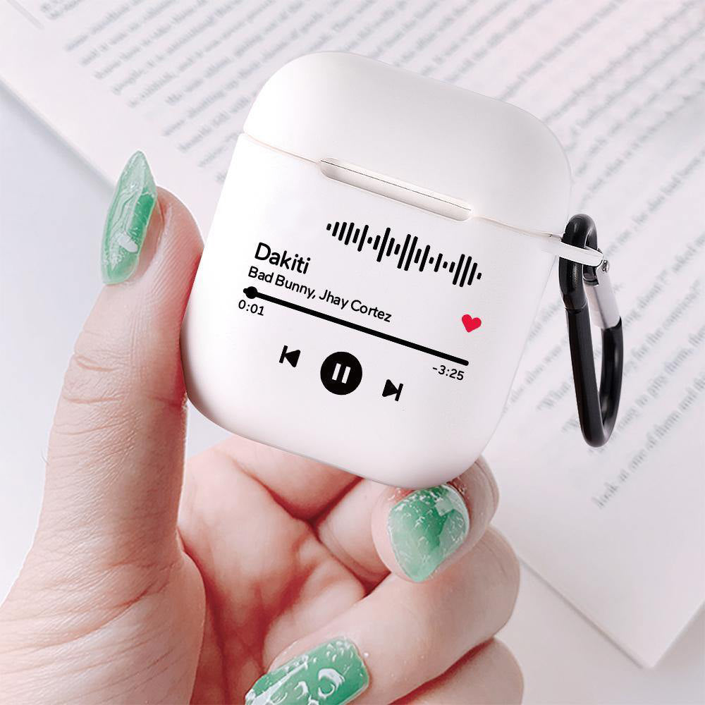 Scannable Custom Music Code Airpods Case Music Keepsake Gift For Couple White