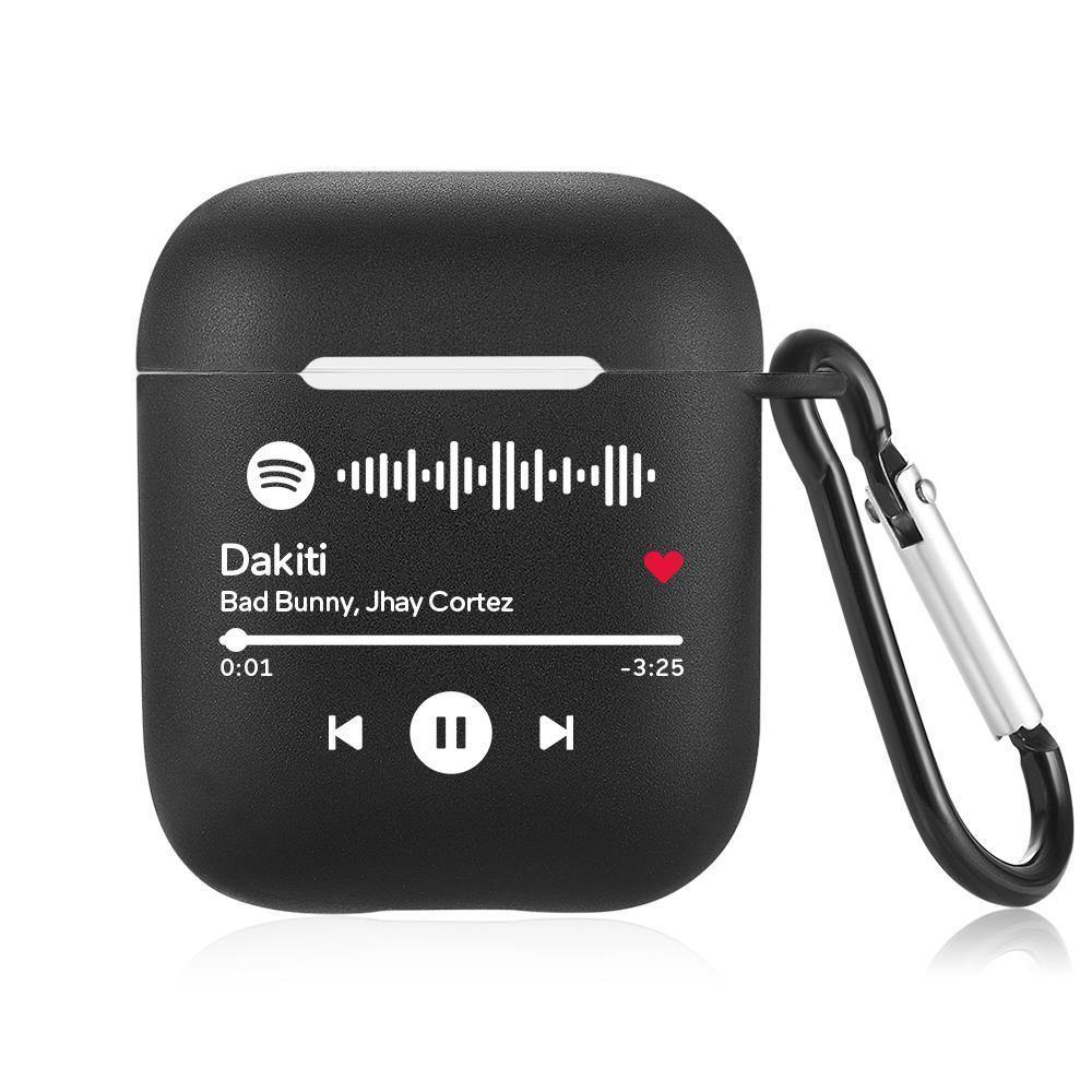 Custom Scannable Spotify Code Airpods Case, Engraved Custom Music Song Airpods Case Black