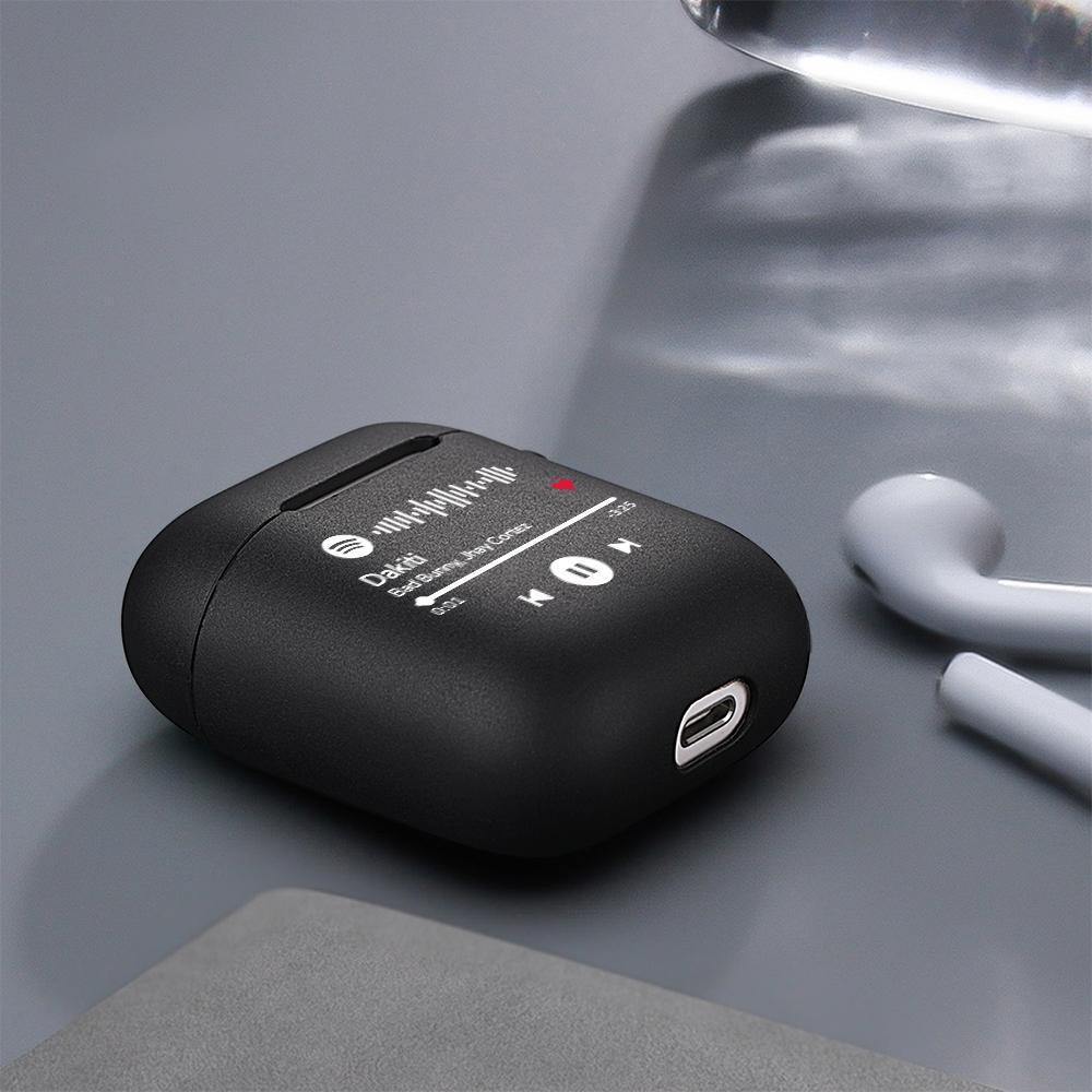 Custom Scannable Spotify Code Airpods Case, Engraved Custom Music Song Airpods Case Black