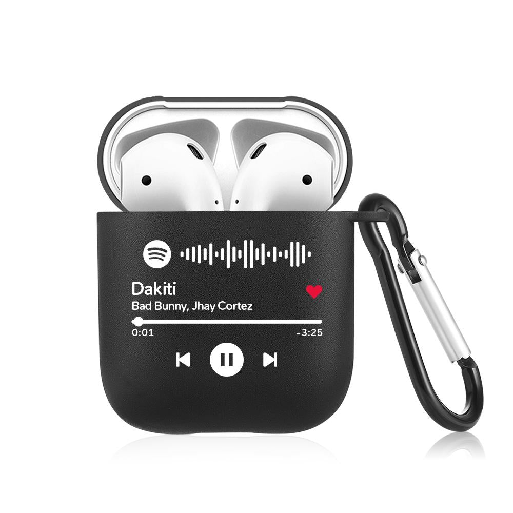 Custom Scannable Spotify Code Airpods Case, Engraved Custom Music Song Airpods Case Black