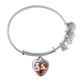 Engraved Complete Heart Photo Charm Bangle Special Alloy