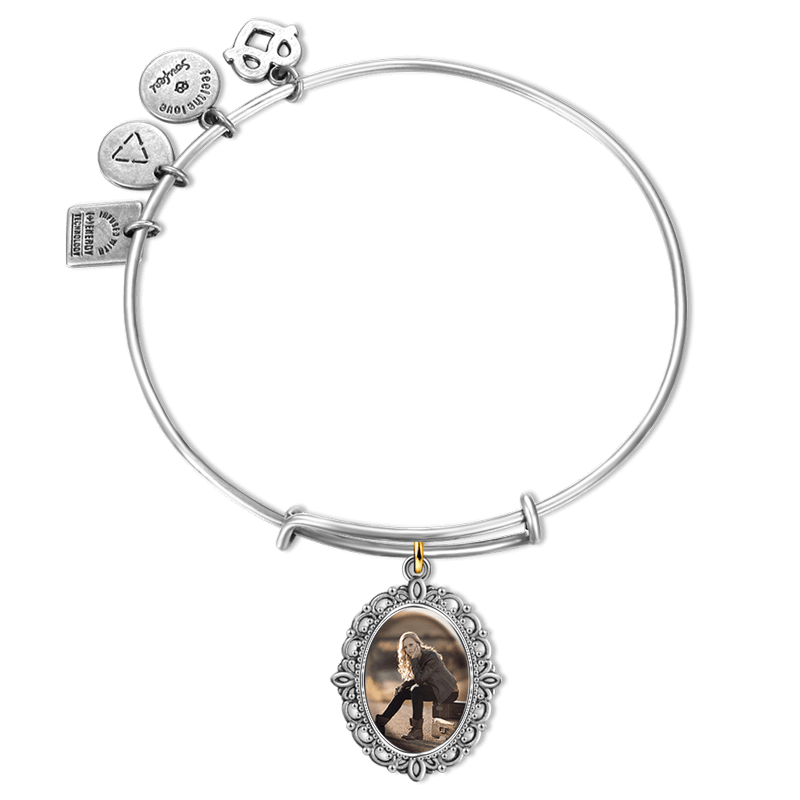 Complete Oval Photo Charm Bangle Special Alloy