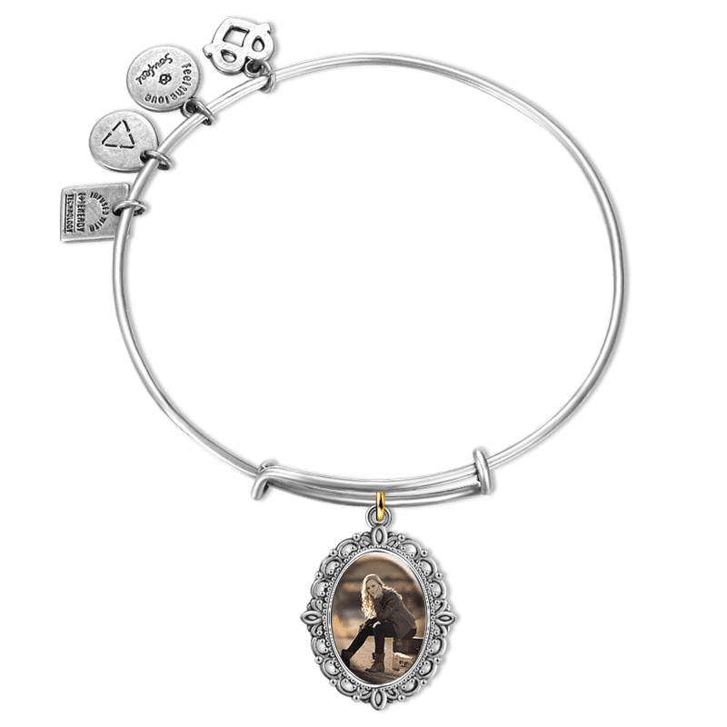 Complete Oval Photo Charm Bangle Special Alloy
