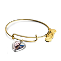 Complete Heart Photo Charm Bangle 14kGold Plated Special Alloy