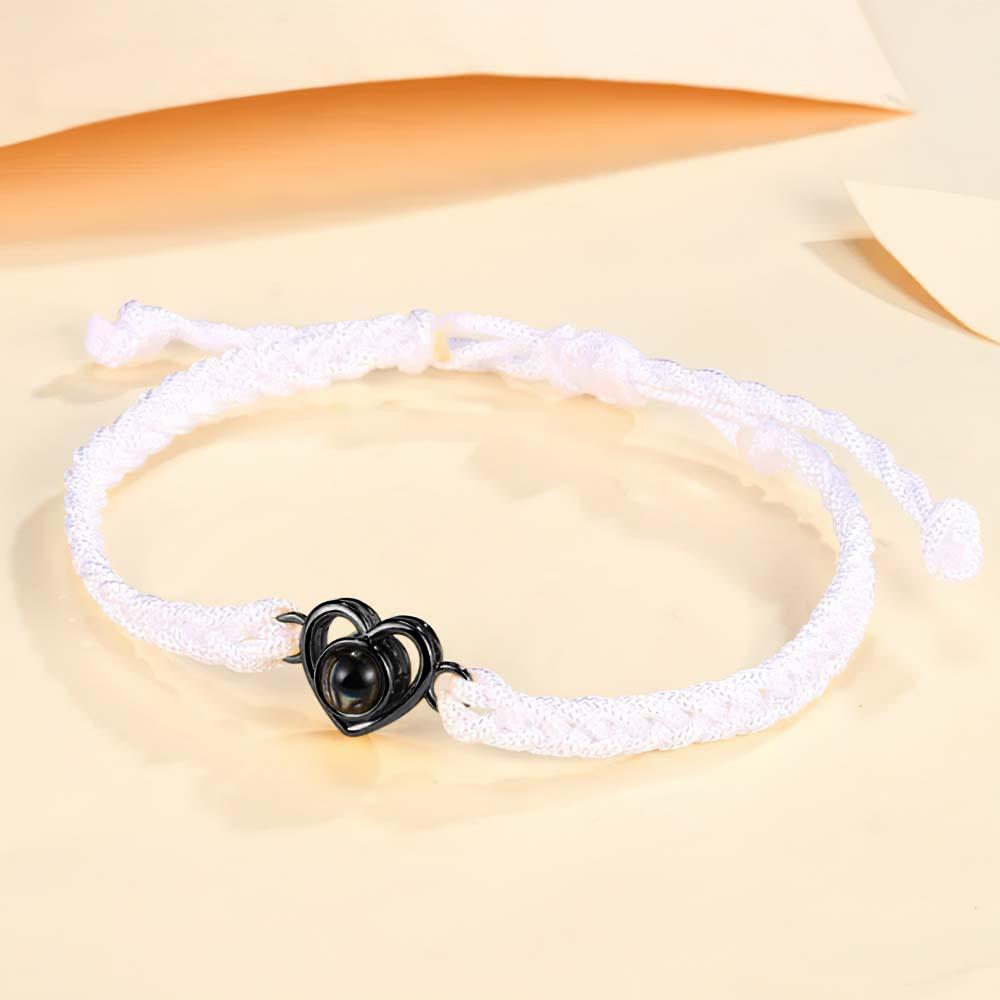 Custom Photo Projection Braided Rope Bracelet Memorial Photo Inside Bracelet Gifts for Her