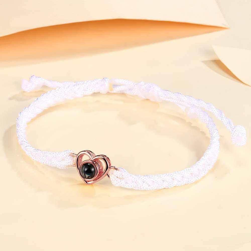 Custom Photo Projection Braided Rope Bracelet Memorial Photo Inside Bracelet Gifts for Her