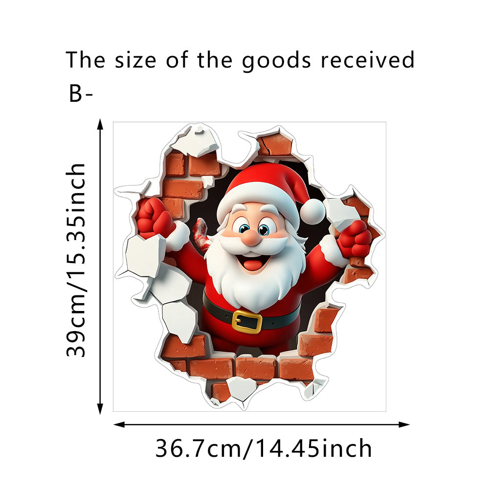 3D Christmas Wall Stickers Santa Claus Removable Stickers Holiday Wallpaper Home Decor