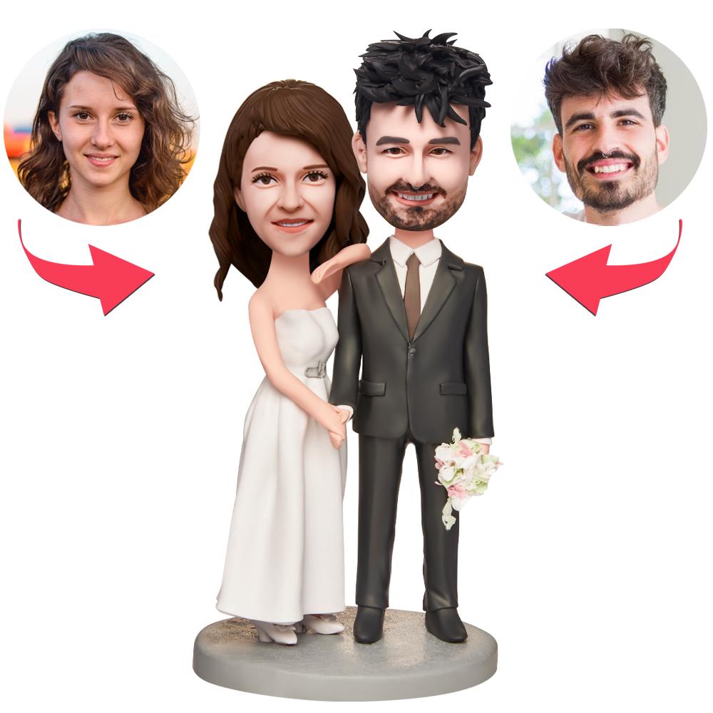Wedding Gift Intimate Couple Custom Bobblehead with Engraved Text