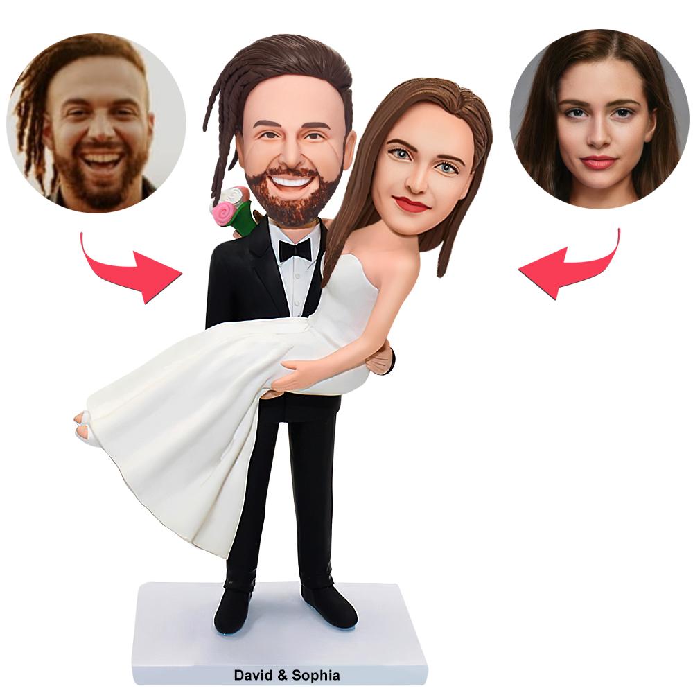 Personalized Bride and Groom Cake Topper  Custom Wedding Cake Toppers Bobbleheads Gifts for Wedding