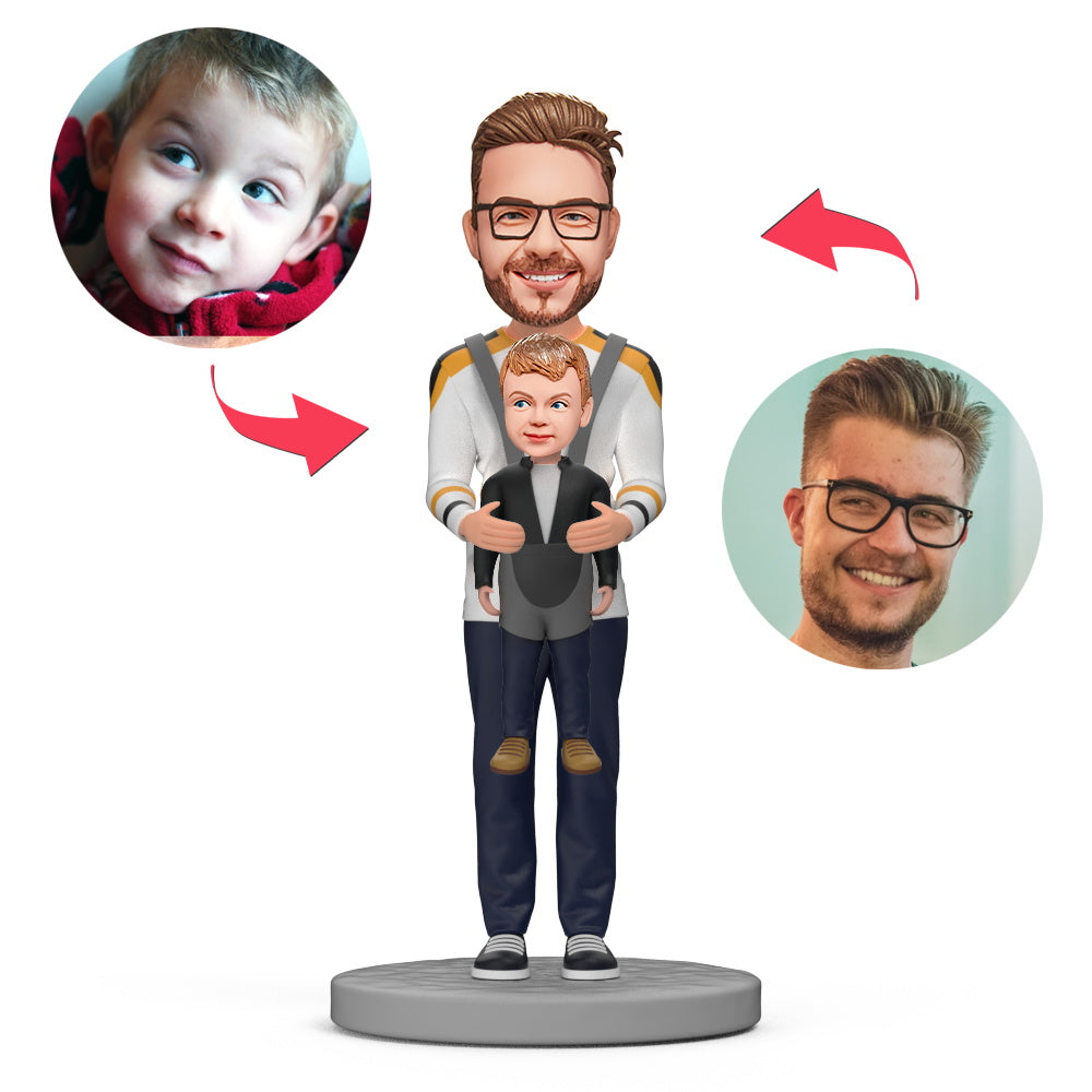 Custom bobblehead doll with engraved text Daddy's Arms Father's Day Gift
