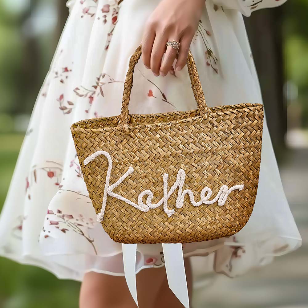 Personalized Handmade Bohemian Bucket Bag with Name Travel Beach Wedding Party Gift for Women