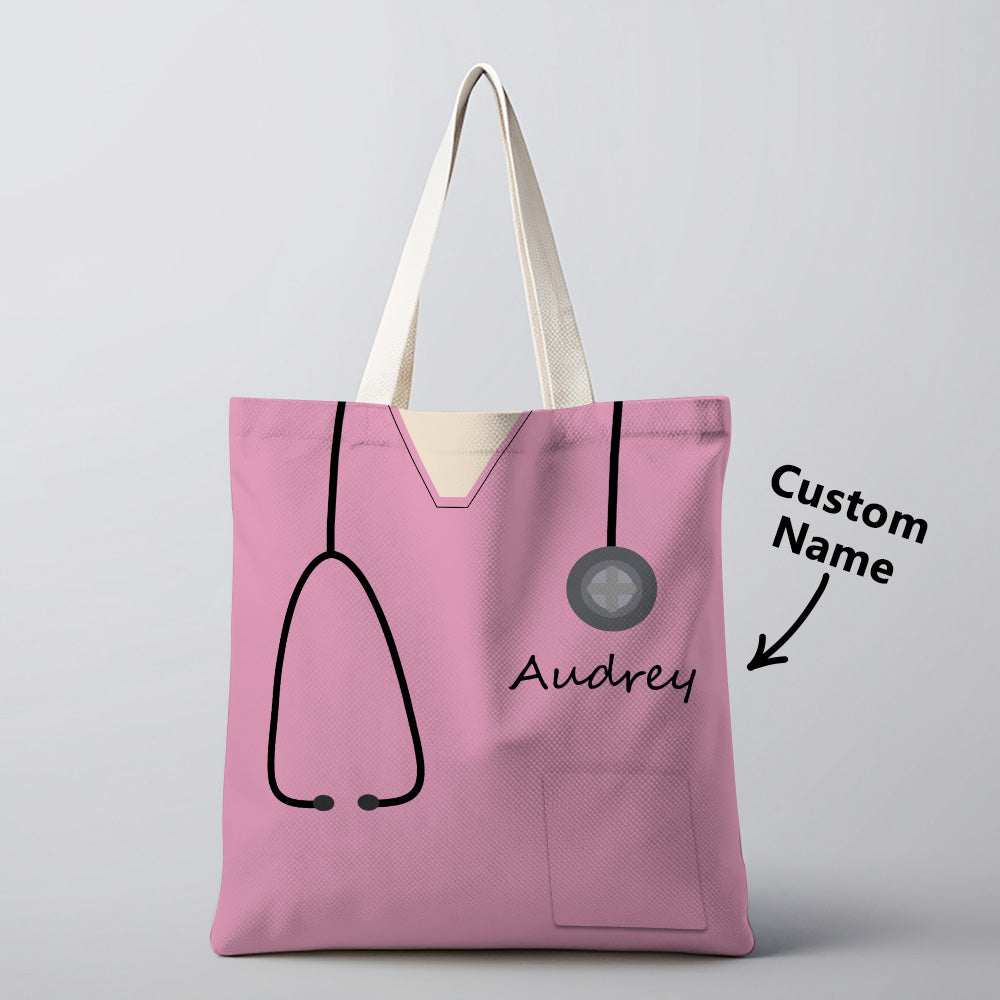 Personalized Name Nurse Medical Scrubs Teal Tote Bag