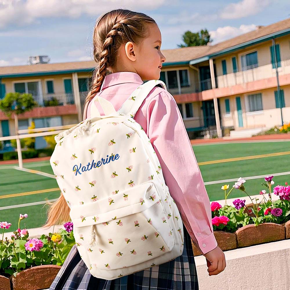 Personalized Schoolbag Flower Girl Student Customized Name Backpack Gift for Her