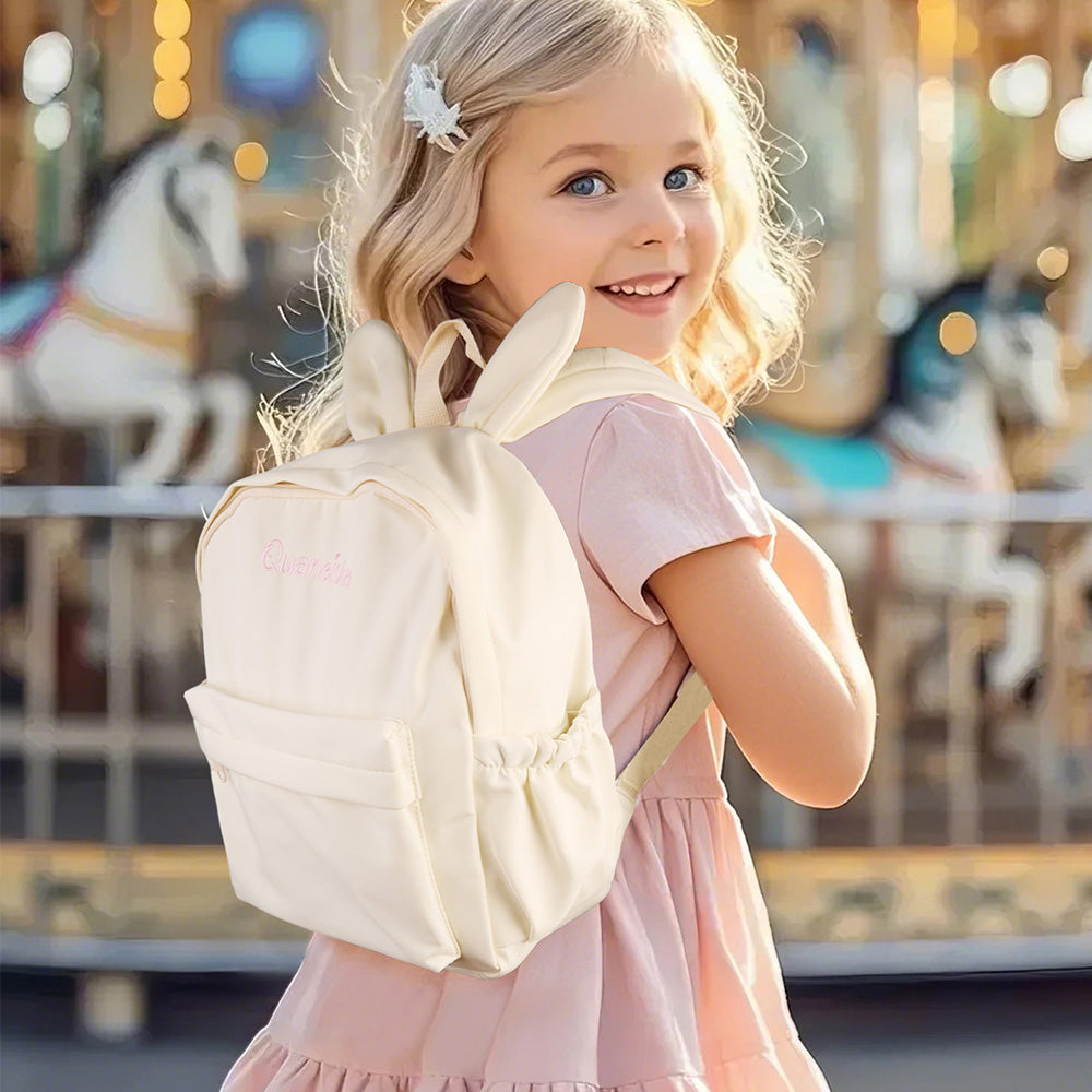 Personalized Name Embroidery Backpack Custom Rabbit Ear Backpack School Bags Gift for Kids