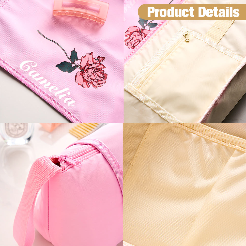 Personalized Birth Flower Heating Rod Storage Bag Waterproof Hairdressing Tool Kit Travel Accessories Gift for Her