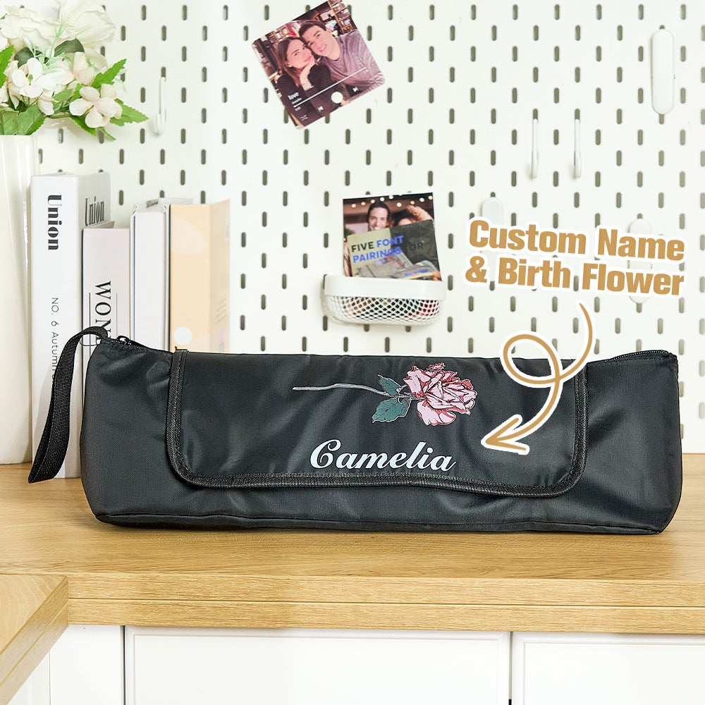 Personalized Birth Flower Heating Rod Storage Bag Waterproof Hairdressing Tool Kit Travel Accessories Gift for Her