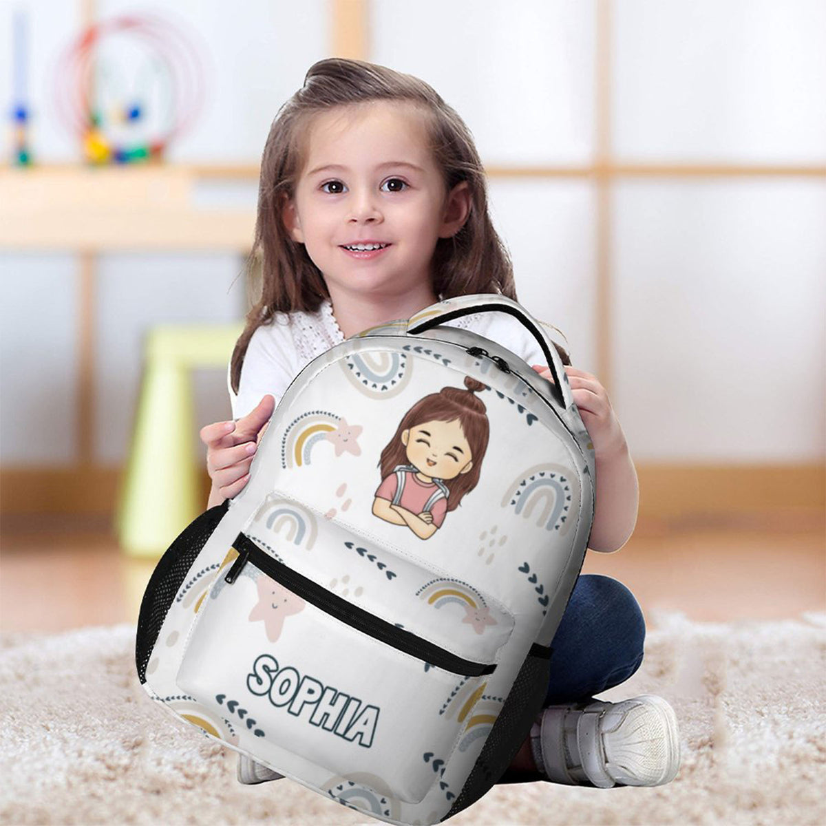 Custom Kid Backpack Custom Name Portrait Backpack Optional Background Back To School Gift For Kid