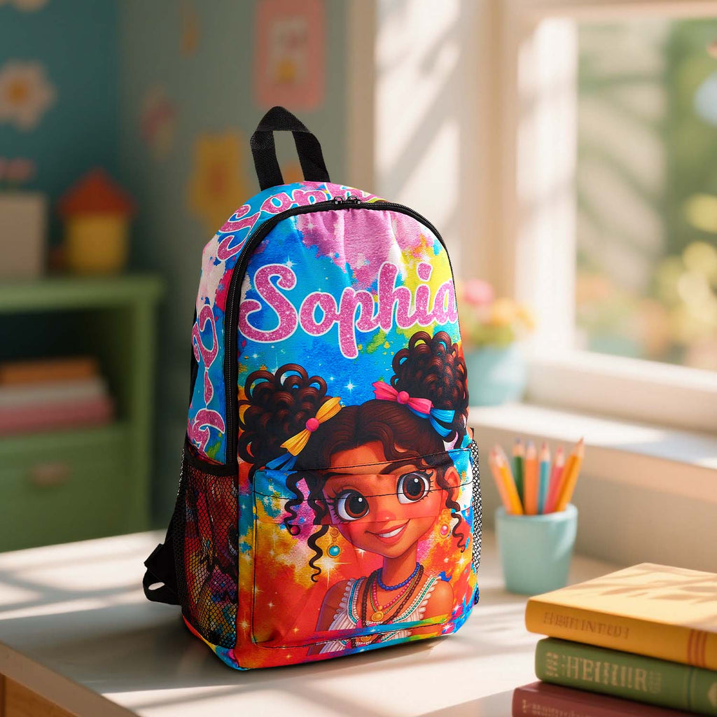 Custom Afro Black Girl Name Backpack, Custom Back-to-School Backpack For Kids, Custom Afro Black Princess Toddler School Bag/Lunch Bag