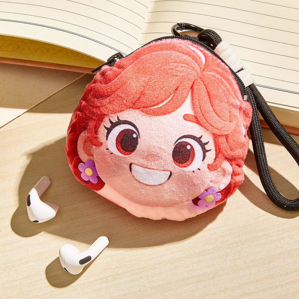 Custom Emoji Earphone Bag - Turn Your Photo Into Emoji Personalized Emoji Small Earphone bag with Zipper and Lanyard Coin Purse