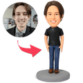 Casual Male in Jeans Custom Bobblehead With Engraved Text
