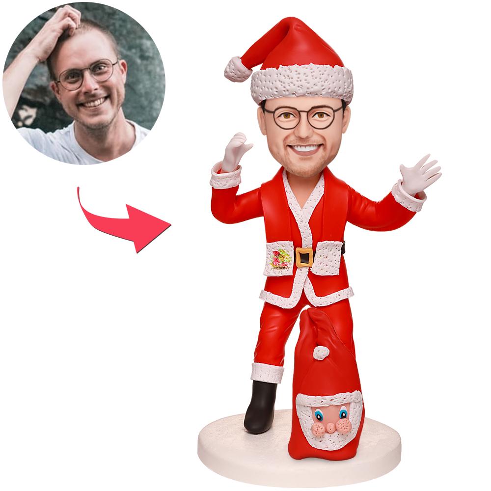 Custom Bobblehead Christmas Dad And Baby With Engraved Text