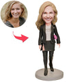 Mother's Day Gift Super Cool Mom in Black Suit Custom Bobblehead with Engraved Text