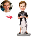 Fishing Man With Big Fish Custom Bobblehead And Engraved Text
