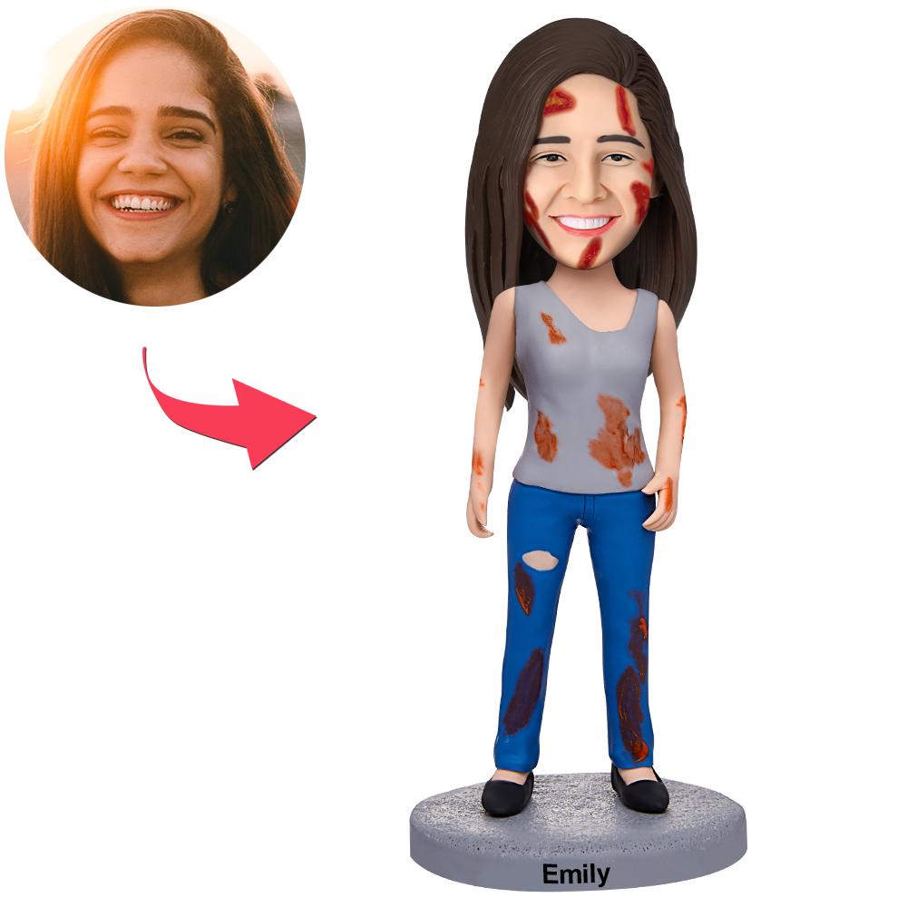 Halloween Gifts - Zombie Women Custom Bobblehead With Engraved Text