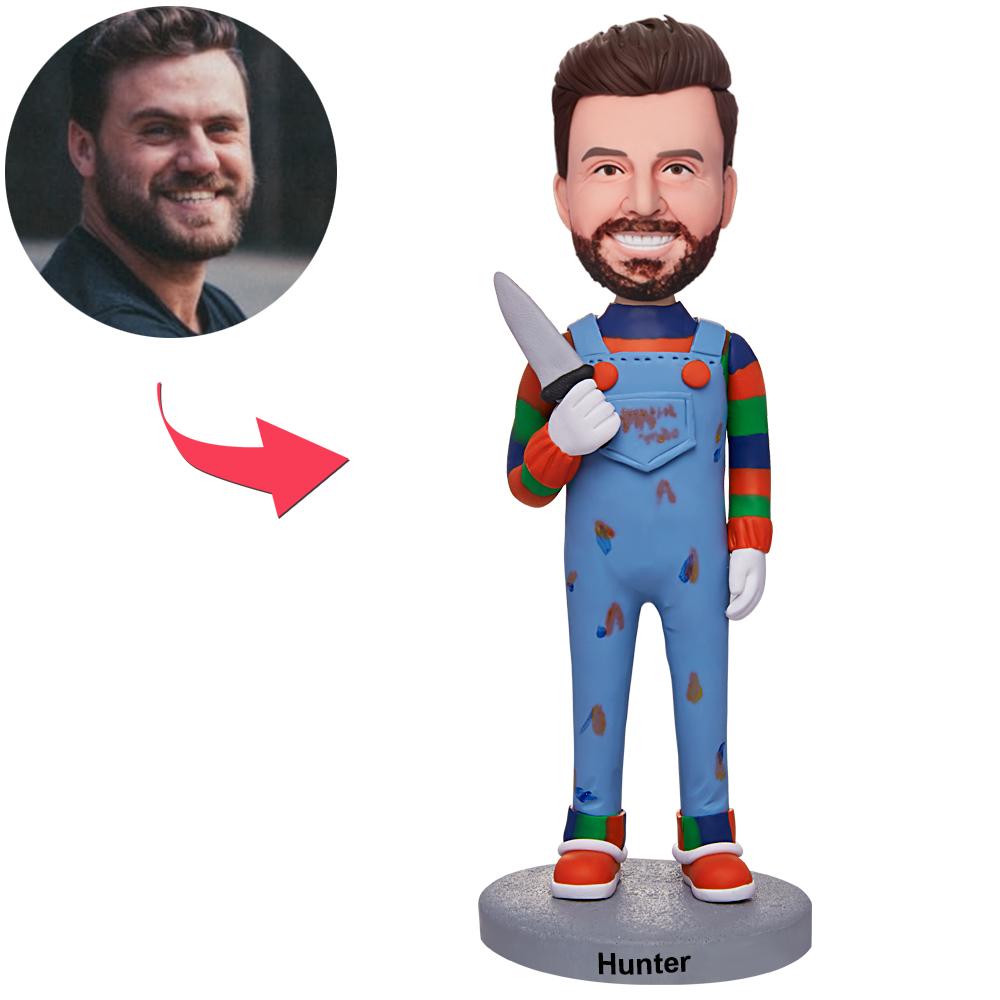 No Shouting! Horrifying Men Custom Bobblehead With Engraved Text, Halloween Gifts