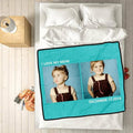 Custom Fleece 2 Photos Blanket with Engraving