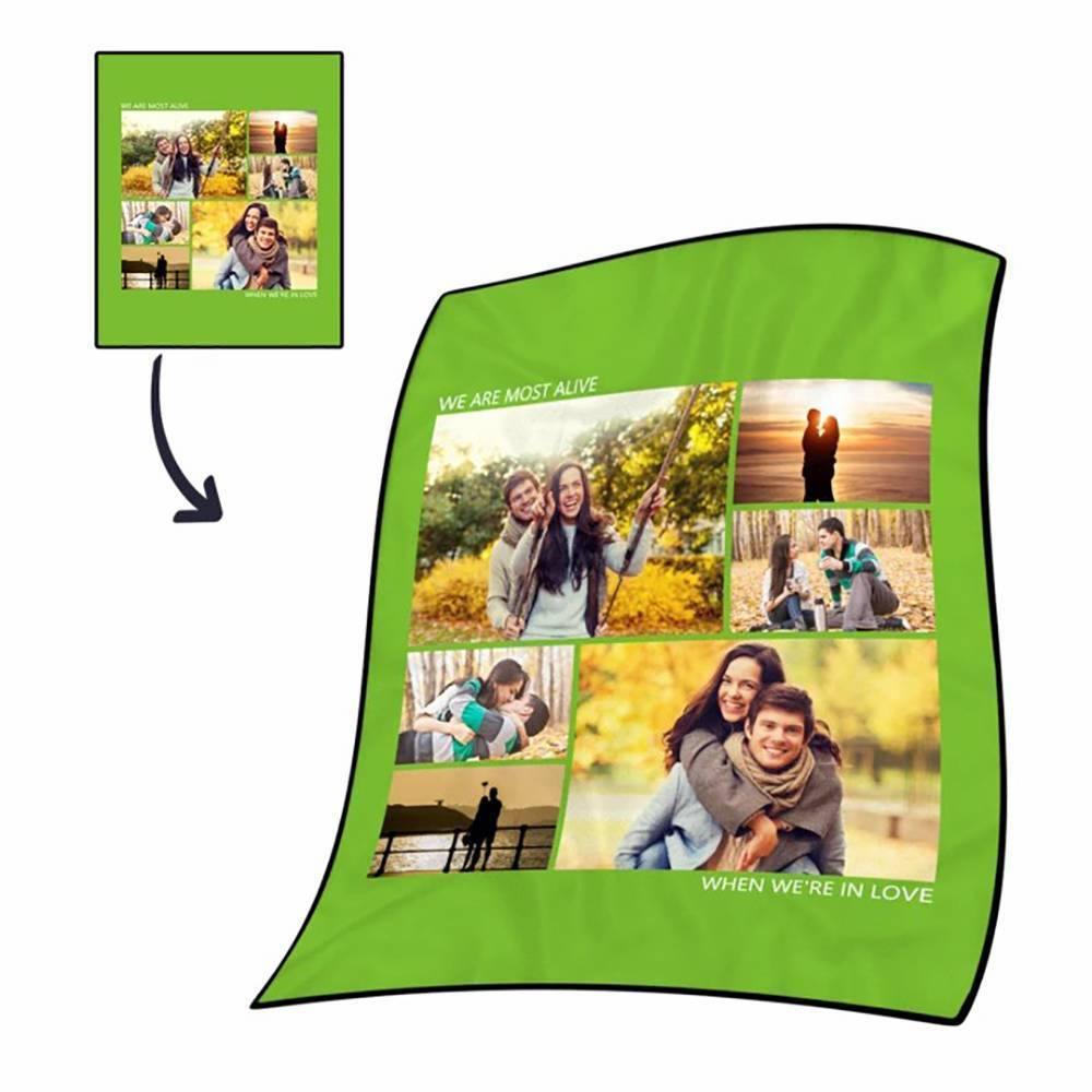 Custom Fleece 6 Photos Blanket with Engraving