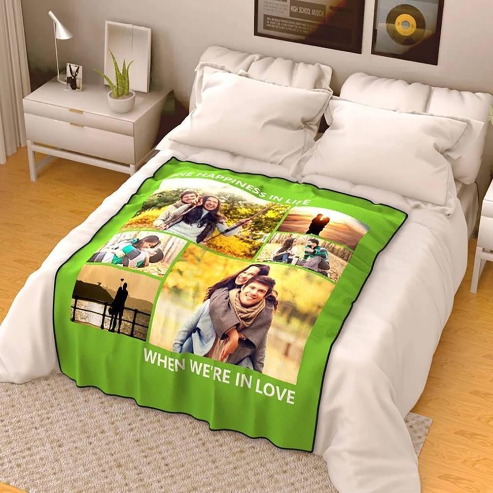 Custom Fleece 6 Photos Blanket with Engraving