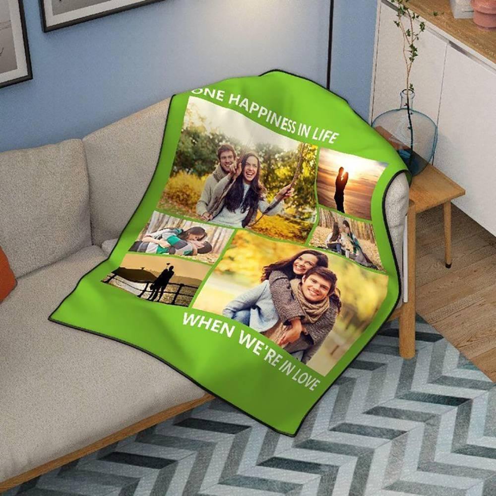 Custom Fleece 6 Photos Blanket with Engraving