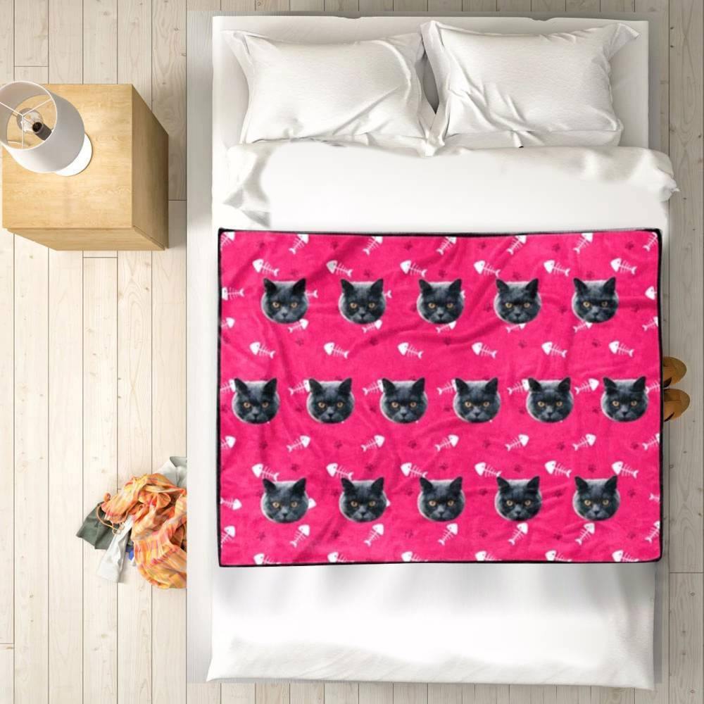 Custom Cat Blankets Personalized Pet Blankets Face Photo Blanket