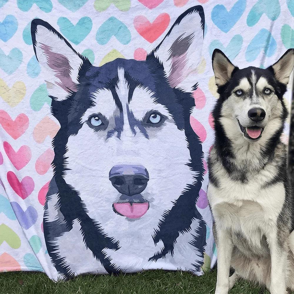 Custom Blankets Personalized Photo Dog Blanket Painted Art Portrait Fleece Blanket