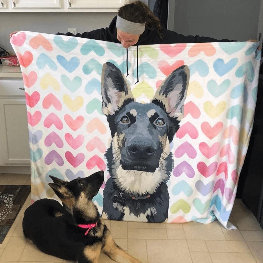 Custom Blankets Personalized Photo Dog Blanket Painted Art Portrait Fleece Blanket