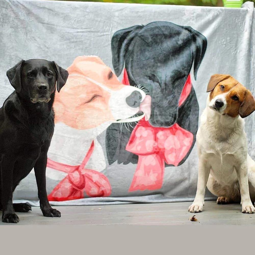 Custom Dog Blankets Personalized Pet Photo Blankets Painted Art Portrait Fleece Blanket Colorful
