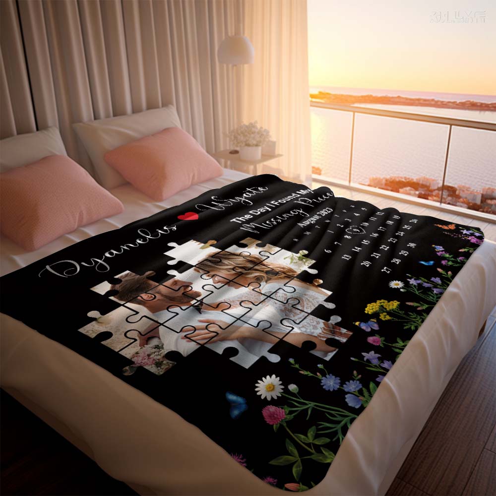 Custom Photo Blanket The Day I Found My Missing Piece Calendar Best Anniversary Gifts for Her