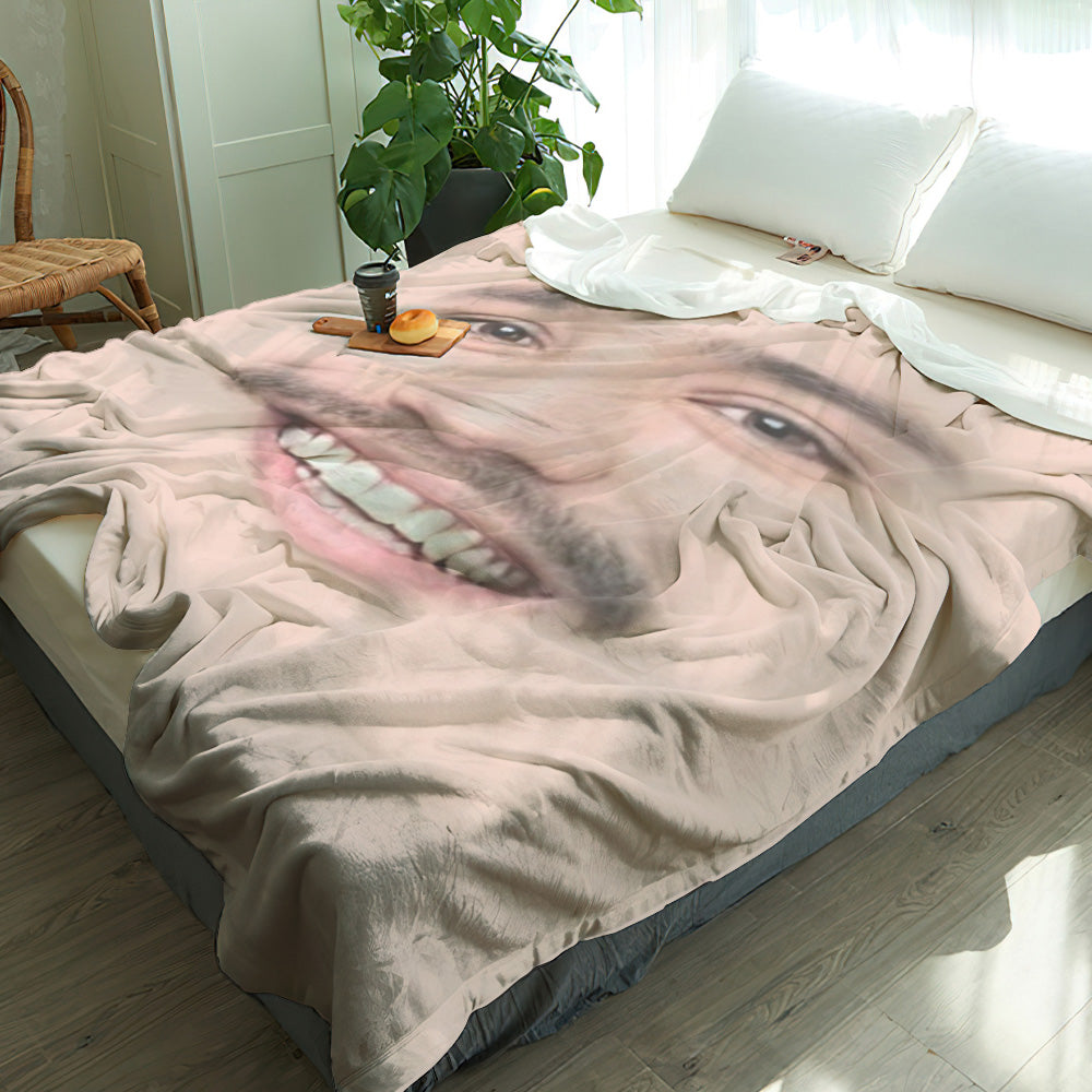 Custom Face Blanket with Photos Personalized Faces Blanket with Picture Funny Face Throw Blankets Gift for Valentine's Day