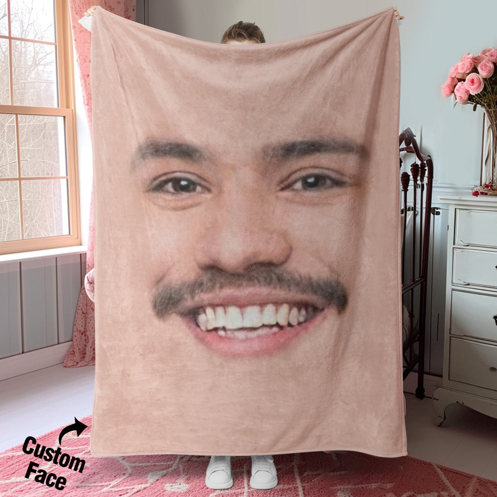 Custom Face Blanket with Photos Personalized Faces Blanket with Picture Funny Face Throw Blankets Gift for Valentine's Day